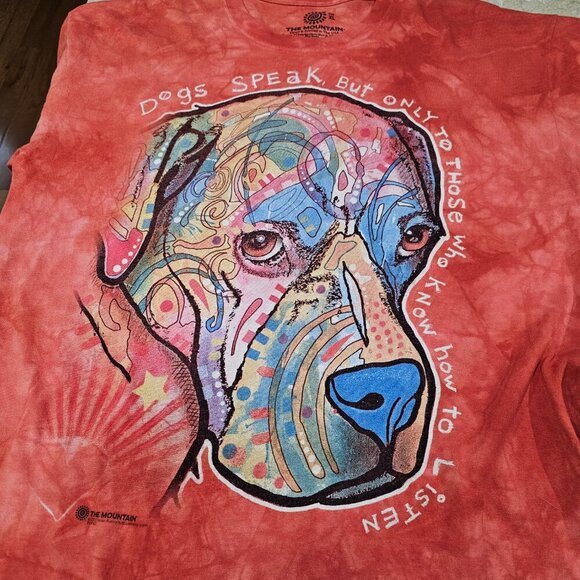 The Mountain Orange Tie -Dye Cotton T-Shirt Dogs Speak 2015‎ Size XL - Picture 4 of 5